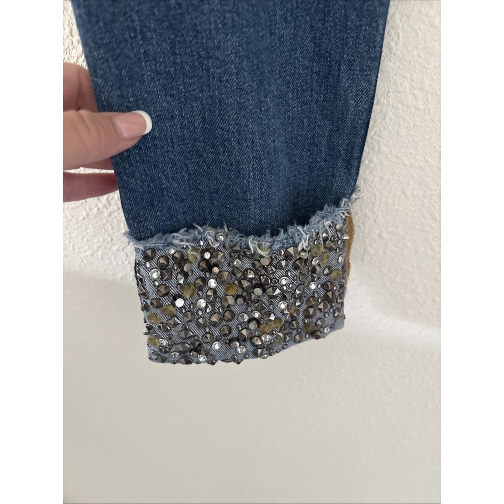 A.O.L.A by alice + olivia You Look Amazing Blue Jeans Sequin‎ Studded Cuff 24 - Picture 9 of 16